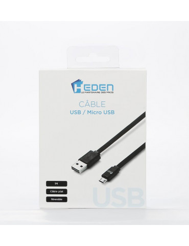 C ble USB/micro USB plat 1m noir - reversible