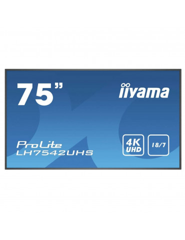 IIYAMA LFD Noir 75 dalle IPS LED 18/7 3840×2160 VGA DVI HDMI USB DP 500 cd/m  8