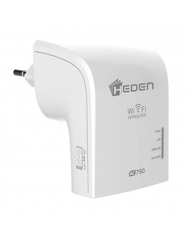 Répéteur WiFi HEDEN AC750 Dual Band 2.4Ghz / 5GHz, 2 Ports RJ45, Blanc
