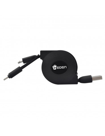 Cable USB de recharge retractable 2en1 de 1M, ligntening + micro usb
