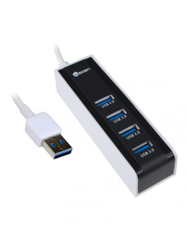 Hub USB3.0 Heden 4 ports, cable 40cm noir et blanc