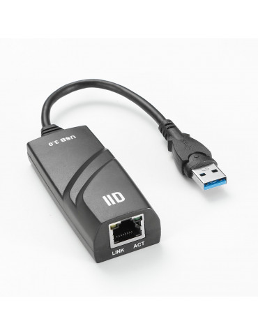 Adapateur USB3.0 m le/RJ45 femelle noir - compatible 1Gbps Plug&Play