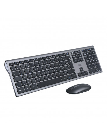 Bundle clavier souris WE sans fil connextion BT et 2.4Ghz aspect Alu, connexion