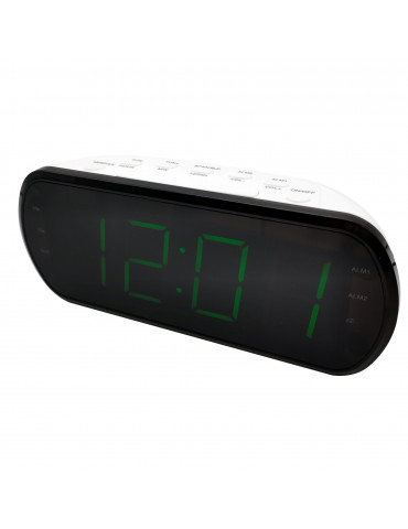 Radio réveil grand affichage écran 1.8'', Radio FM , Dual alarme, led vert 1 por