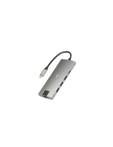 Hub USB-C pour Macbook&PC 8 ports: USB x 3 + HDMI 4k*2k@30Hz +RJ45 1000Mbit/s +
