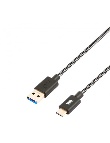 C ble USB-C m le/USB A m le tressé 2 m - USB 3.1 gen 1 - noir et blanc ne s'emm