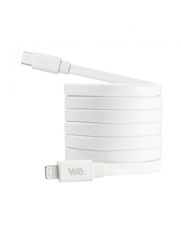 WE C ble USB-C/Lightning m le/m le plat 1m - blanc