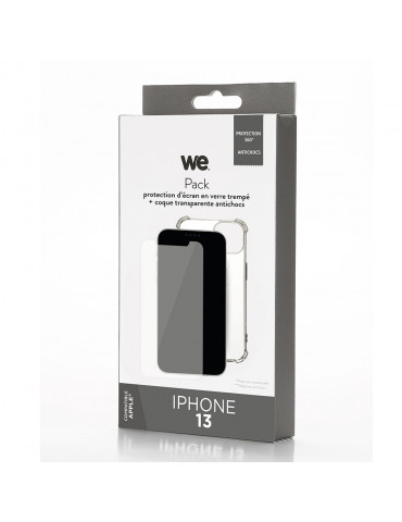 WE PACK verre trempé et coque de protection transparente IPHONE 13: 1 Verre trem