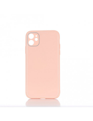 WE Coque de protection GLASS APPLE IPHONE 11 Rose poudré: Effet vernis   contour