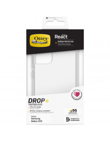 OtterBox Coque React + CP Film de protection Samsung Galaxy S22 – clear