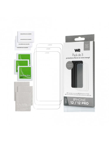 WE PACK 3 verres trempés IPHONE 12 / 12 PRO : 3 Protections d’écran – anti-rayur