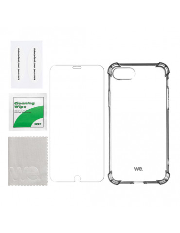 WE PACK verre trempé et coque de protection transparente IPHONE 7 / 8 / SE 2020