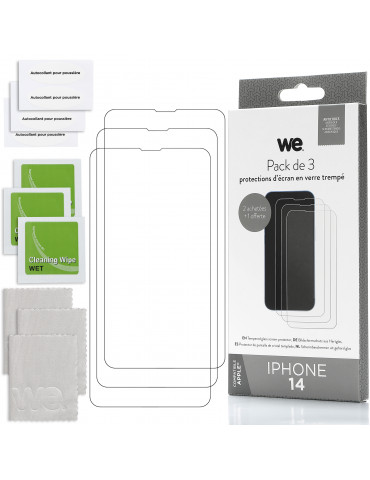 WE PACK 3 verres trempés IPHONE 14 : 3 Protections d’écran – anti-rayures – anti