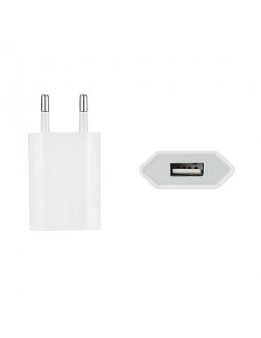 Chargeur secteur 1 USB 1A  total 5W blanc design plat