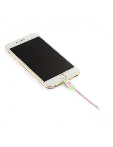 C ble USB/Apple Lightning nylon LED 1m coloris OR ROSE LED rouge  en charge LED