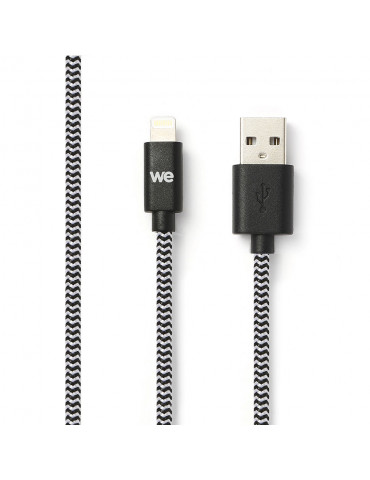 C ble USB/Lightning nylon tressé 1m - noir & blanc