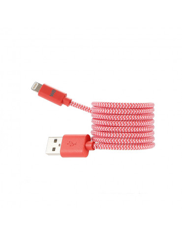 C ble USB/Lightning nylon tressé 1m - rouge & blanc