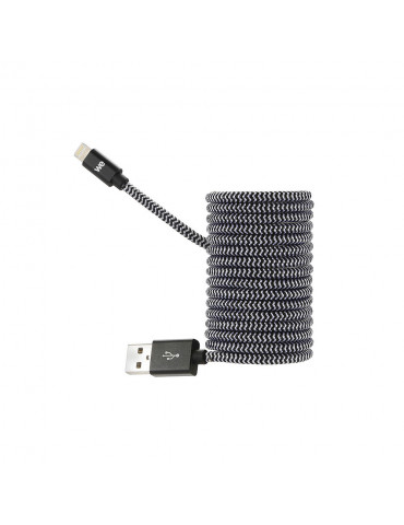 C ble USB/Lightning nylon tressé 2m - noir & blanc + de longueur + de confort