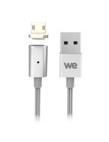 C ble USB/micro USB magnétique argent - nylon tressé - 1m