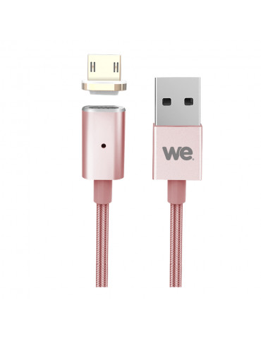 C ble USB/micro USB magnétique or rose - nylon tressé - 1.20m