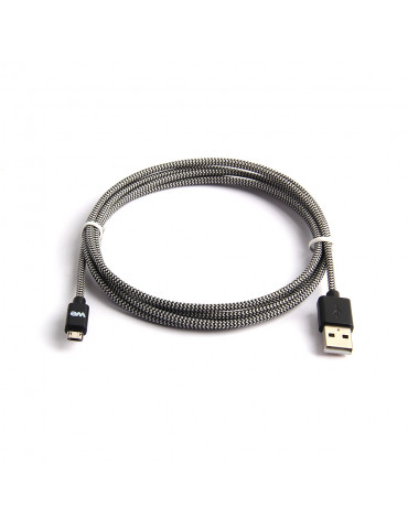C ble USB/Micro USB Nylon 1m tressé noir et blanc connecteur Micro USB reversibl