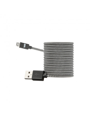 C ble USB/Micro USB Nylon 2m tressé noir et blanc Micro USB reversible en ALU gr