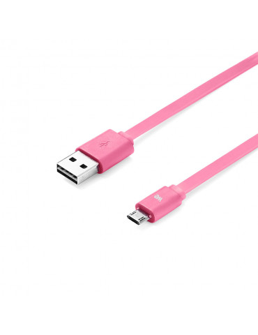 C ble USB/micro USB plat 1m fuchsia - reversible