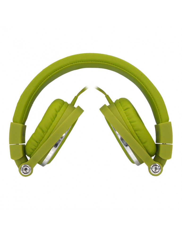 Casque filaire vert avec micro câble 1.50m arceau réglable effect