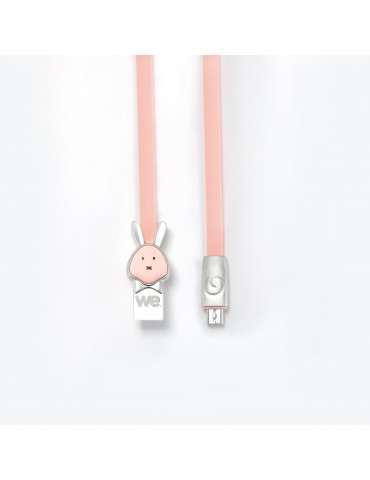 C ble lapin USB/micro USB plat1m rose - Connecteurs en zinc