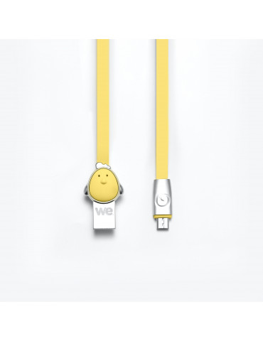 C ble Poule USB/micro USB plat 1m jaune - Connecteurs en zinc