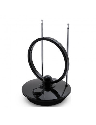 Antenne TV intérieure 50db - ronde amplifiéeUHF/VHFavec filtre 4G noire - gain m