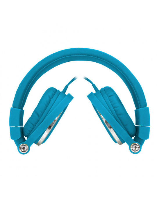 Casque filaire bleu avec micro câble 1.50m arceau réglable effect