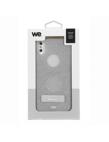 We coque de protection PAILLETTES APPLE IPHONE X Argent: Effet brillant   résist