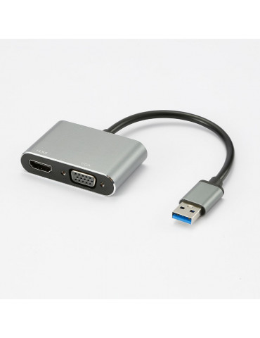 Adaptateur USB 2.0 male / HDMI F + VGA F HDMI 1920*1080P, adaptateur USB-C m le/