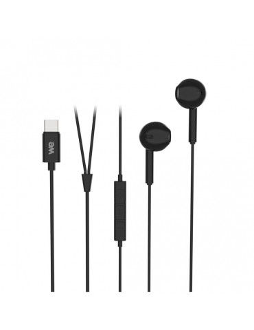 Ecouteurs  WE avec connecteur USB-C de couleur noir C ble 1,20 m. Bouton multifo